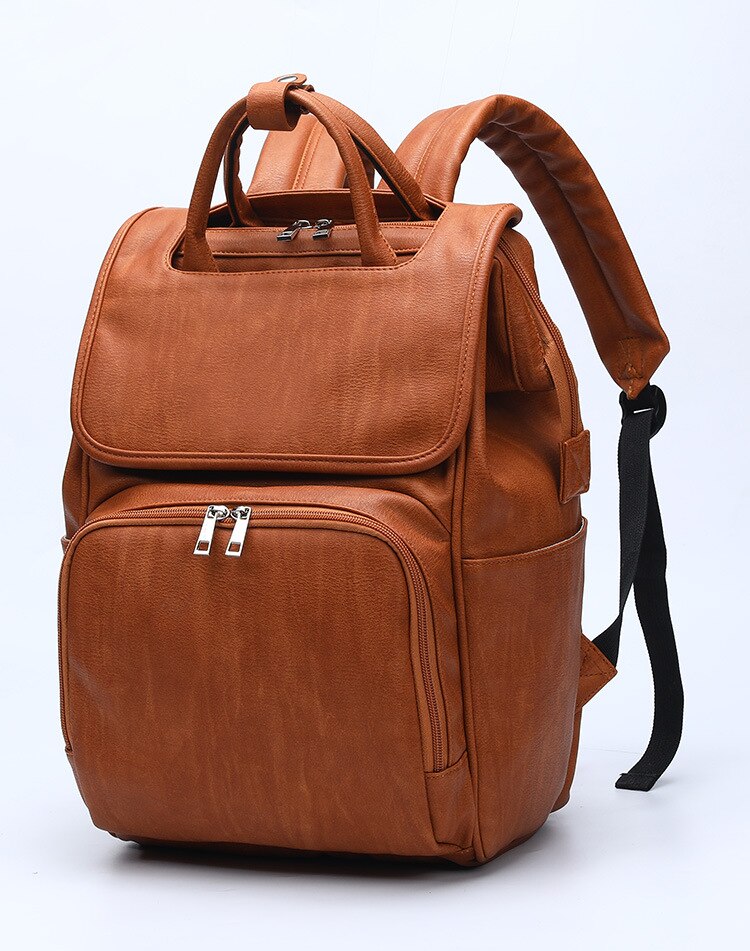 Unisex Waterproof PU Leather Baby Diapers Backpack