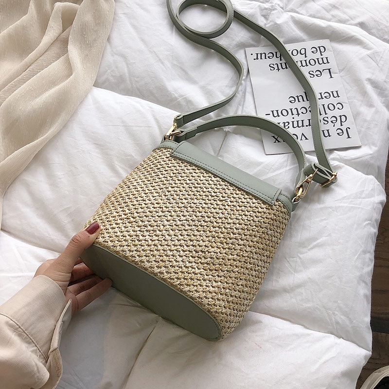 Small Straw Bucket Bags for Women Small Straw Bucket Bags for Women