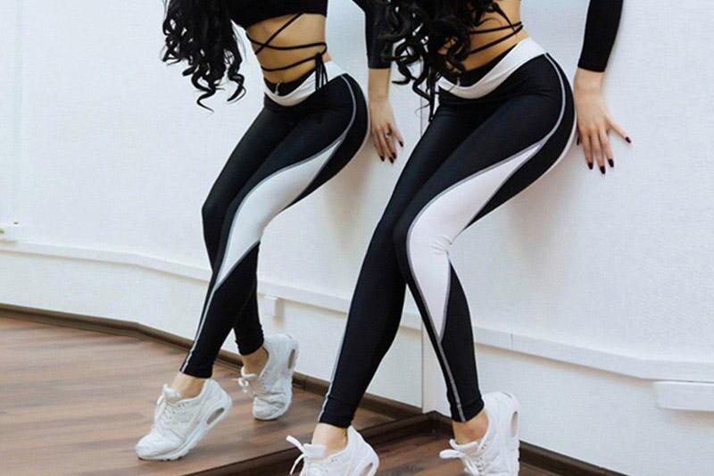 printed workout leggings red - white color