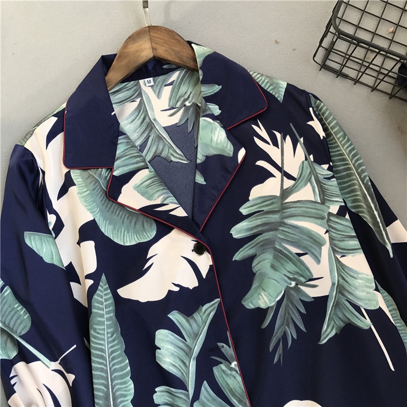 Women's Flowers/Plant Patterned Rayon Pajama Set Women's Flowers/Plant Patterned Rayon Pajama Set