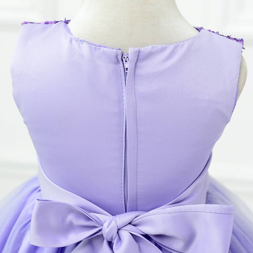 Girl's Sequined Flower Decorated Dress