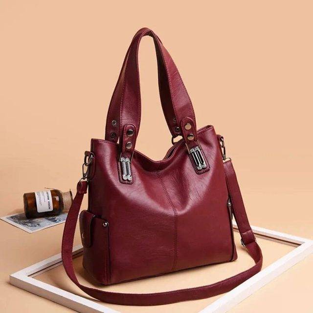 New Fashion Women Leather Handbags Female Leather Shoulder Crossbody Bag Ladies Large Bucket Tote Bag Black/Red Sac a Main Burgundy Bags: Elevate Your Style handbags and purses KDBazar online store: Extensive range of plus size leggings, workout leggings, and tights to suit your needs and style. Shop now and discover the ideal fit for you.