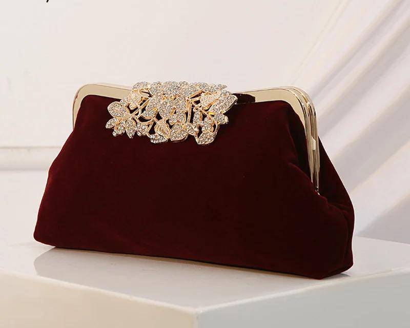 Vintage wine red velvet clutch purse burgundy purse at KDBAZAR