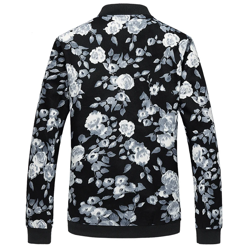 Fashion Floral bomber Jacket Mens Slim Fit Mens jacket 4xl