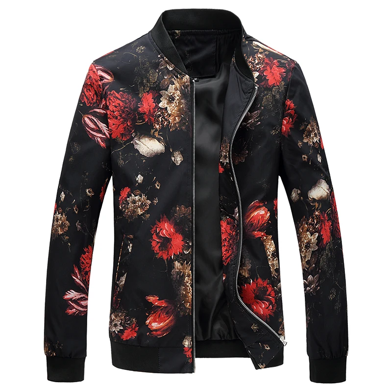 Fashion Floral bomber Jacket Mens Slim Fit Mens jacket 4xl Fashion Floral bomber Jacket Mens Slim Fit Mens jacket 4xl
