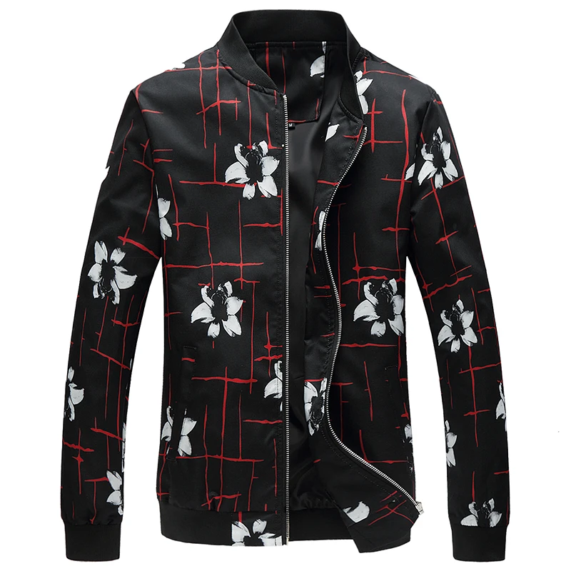 Fashion Floral bomber Jacket Mens Slim Fit Mens jacket 4xl Fashion Floral bomber Jacket Mens Slim Fit Mens jacket 4xl