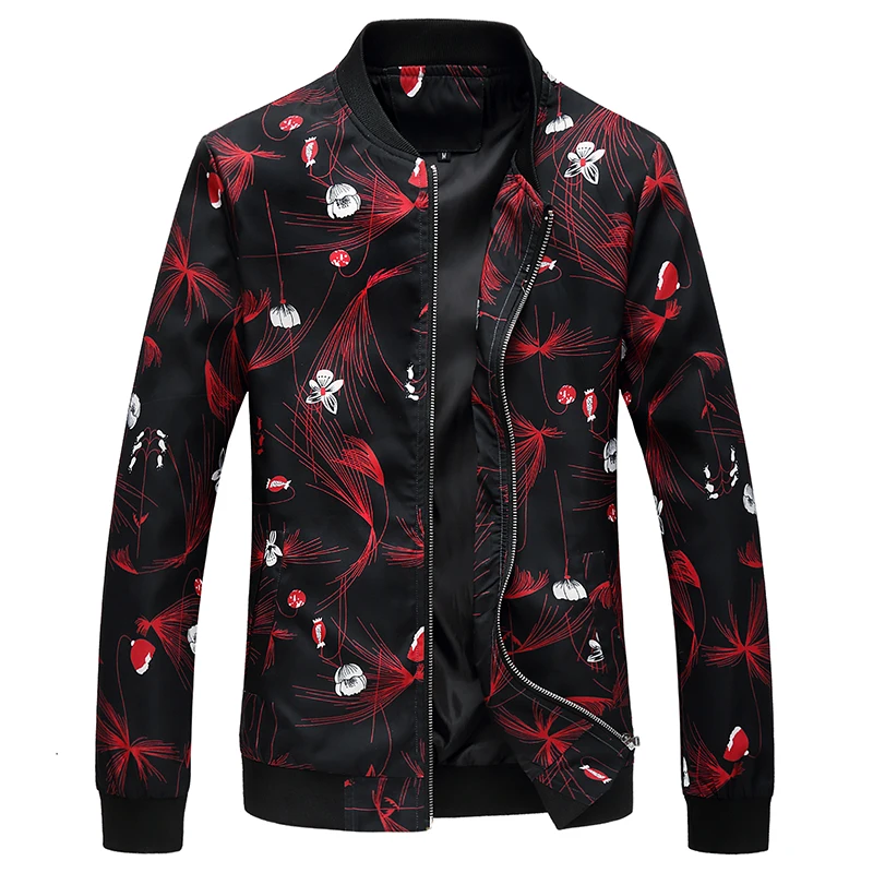 Fashion Floral bomber Jacket Mens Slim Fit Mens jacket 4xl Fashion Floral bomber Jacket Mens Slim Fit Mens jacket 4xl