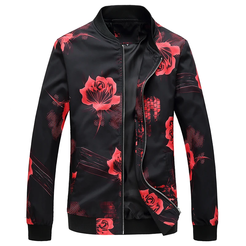 Fashion Floral bomber Jacket Mens Slim Fit Mens jacket 4xl Fashion Floral bomber Jacket Mens Slim Fit Mens jacket 4xl