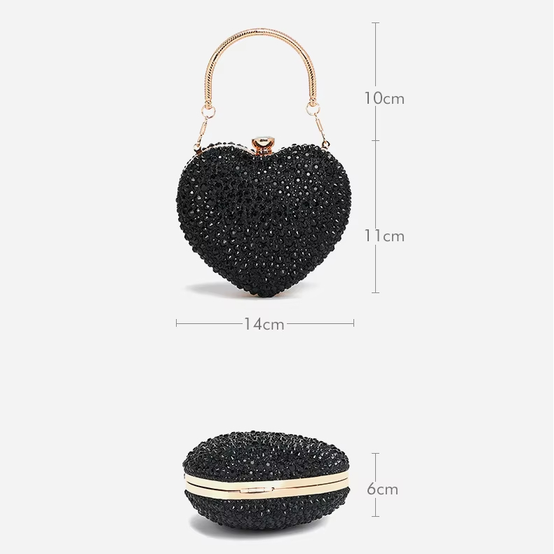 Luxury Heart Shaped Clutch Purse – Crystal Rhinestone Mini Evening Bag