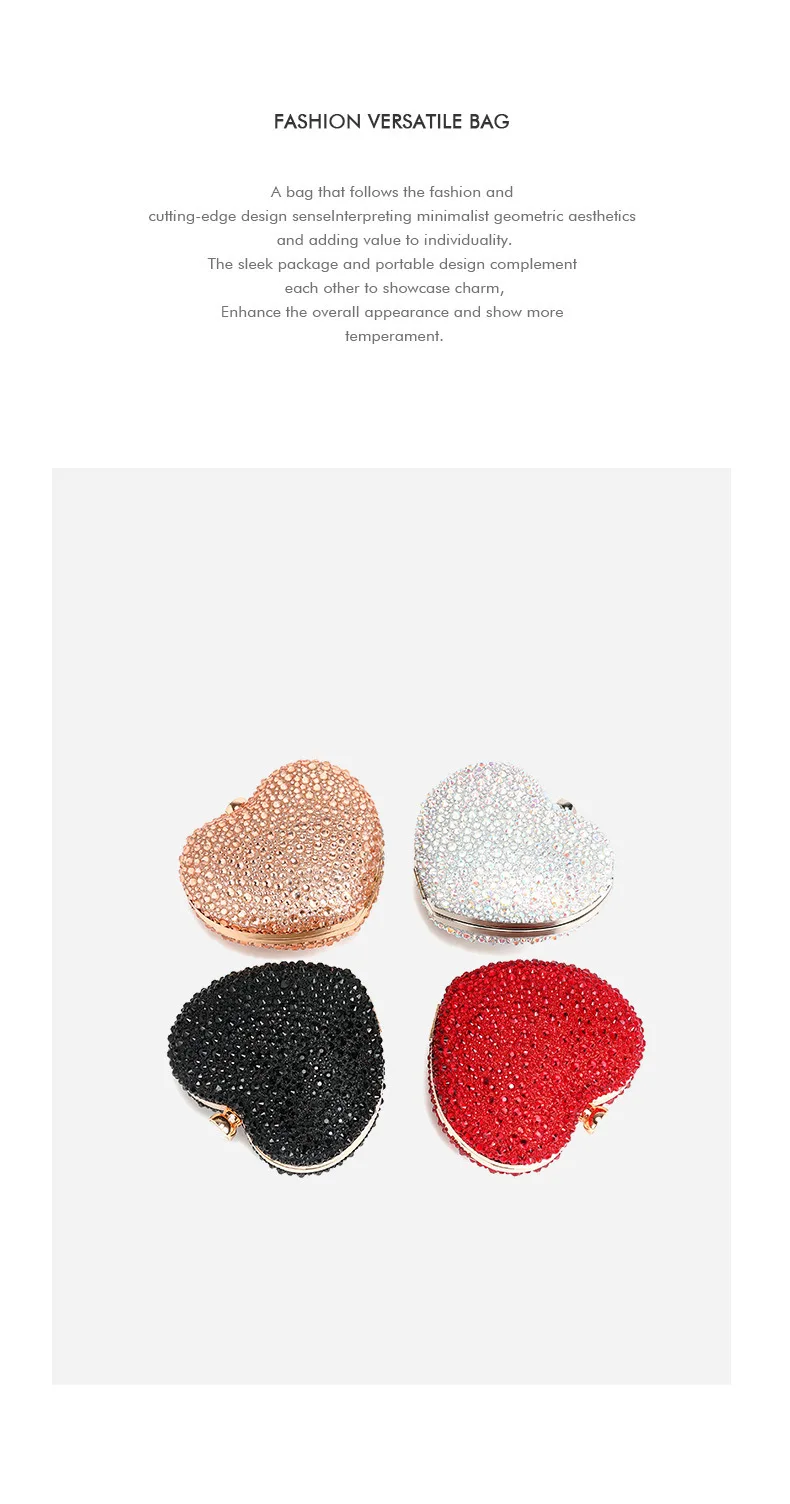 Luxury Heart Shaped Clutch Purse – Crystal Rhinestone Mini Evening Bag