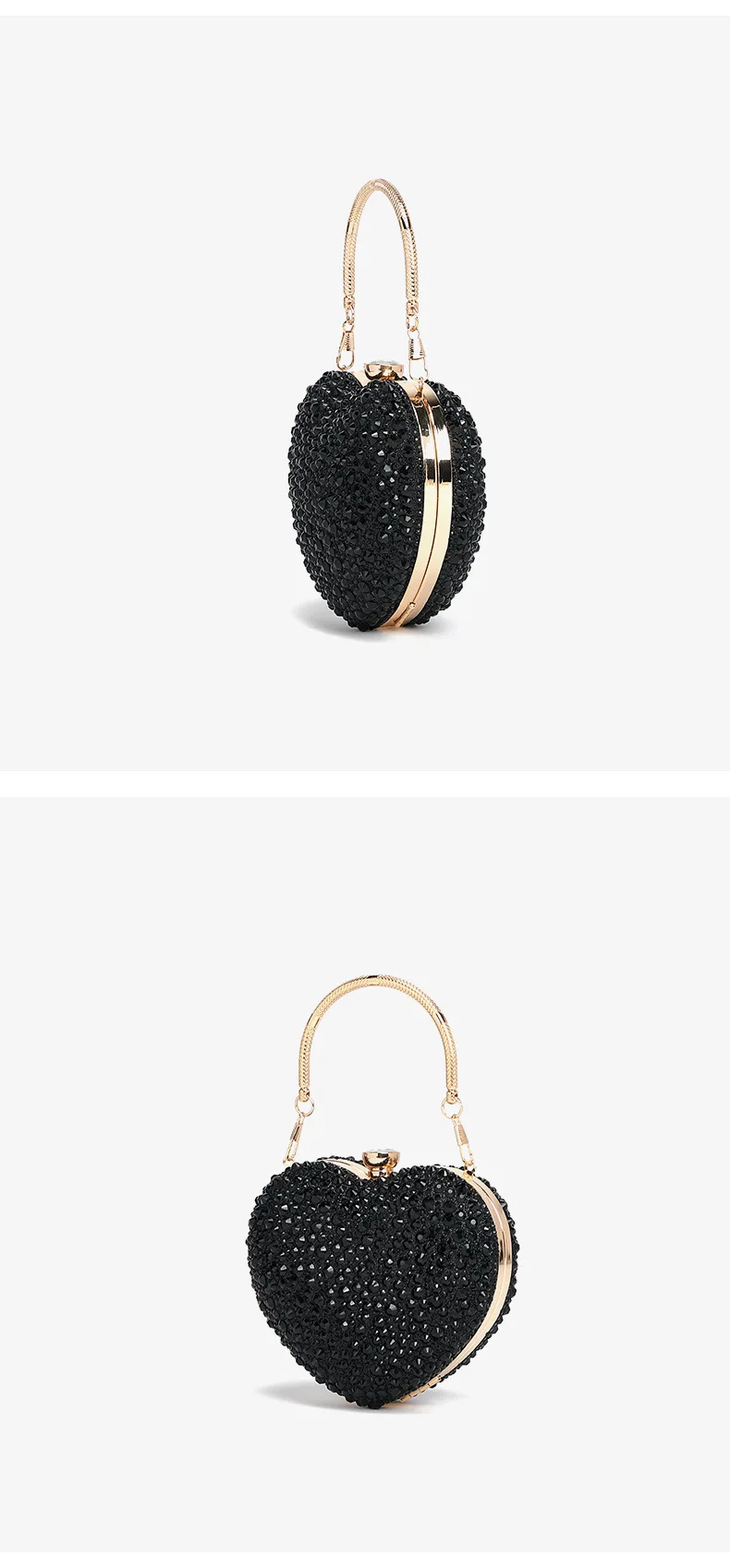 Luxury Heart Shaped Clutch Purse – Crystal Rhinestone Mini Evening Bag