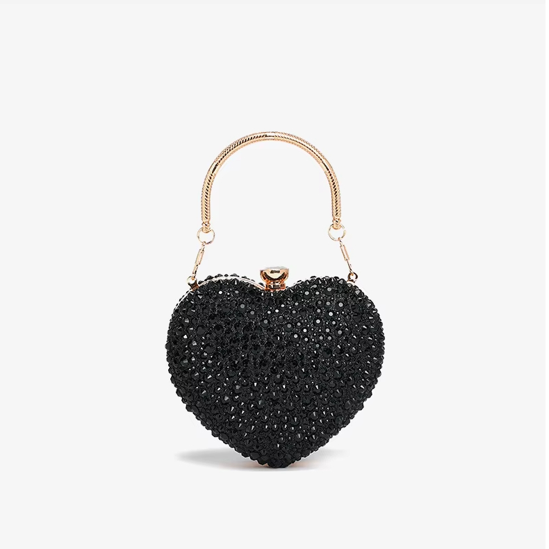 Luxury Heart Shaped Clutch Purse – Crystal Rhinestone Mini Evening Bag