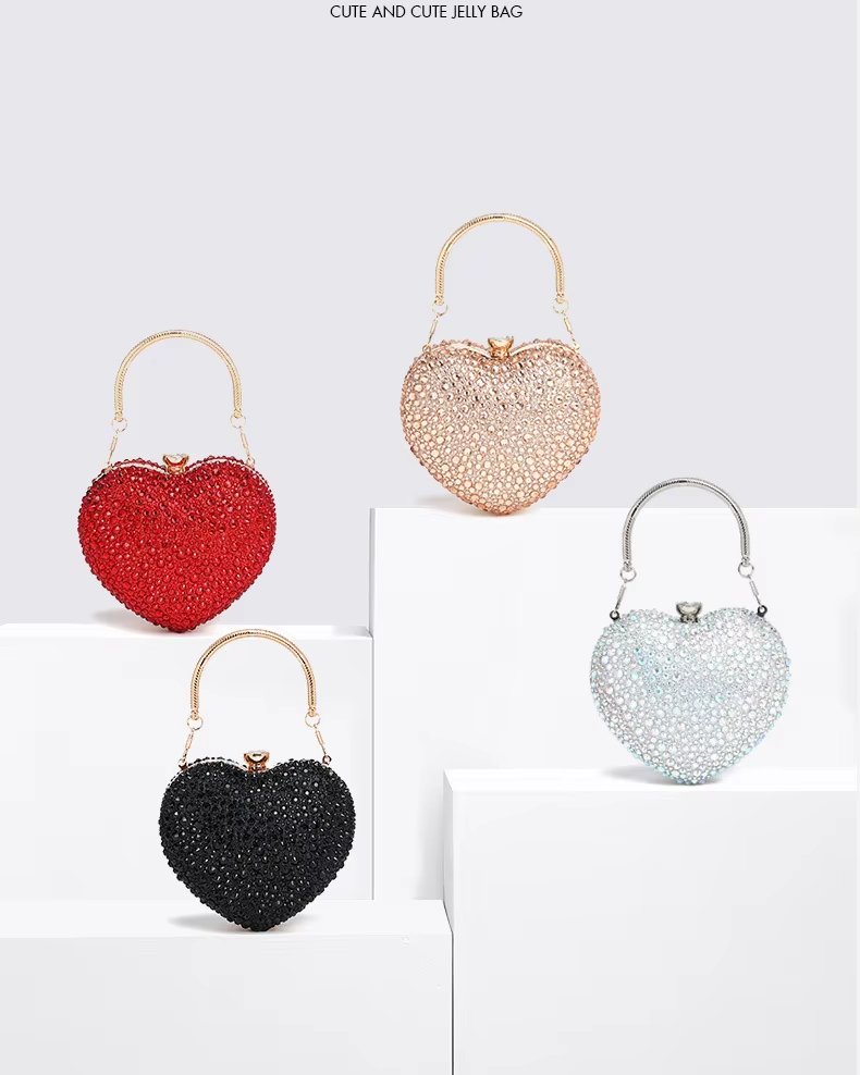 Luxury Heart Shaped Clutch Purse – Crystal Rhinestone Mini Evening Bag