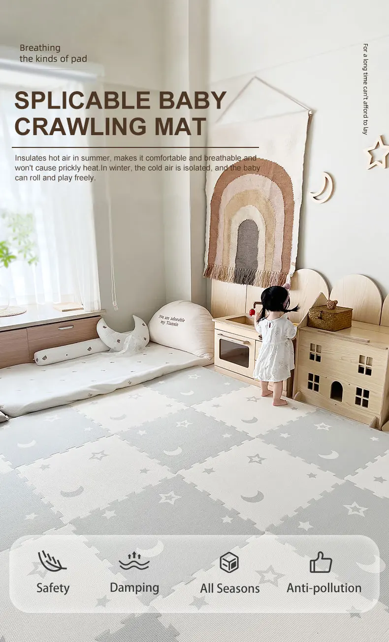 Baby PE Foam Play Mat 60x60x2CM Thick