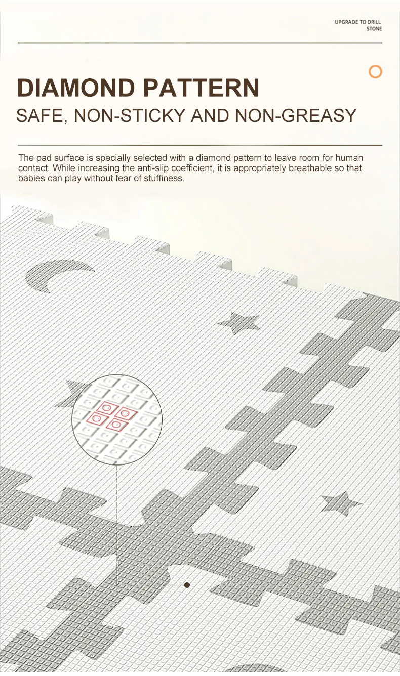 Baby PE Foam Play Mat 60x60x2CM Thick