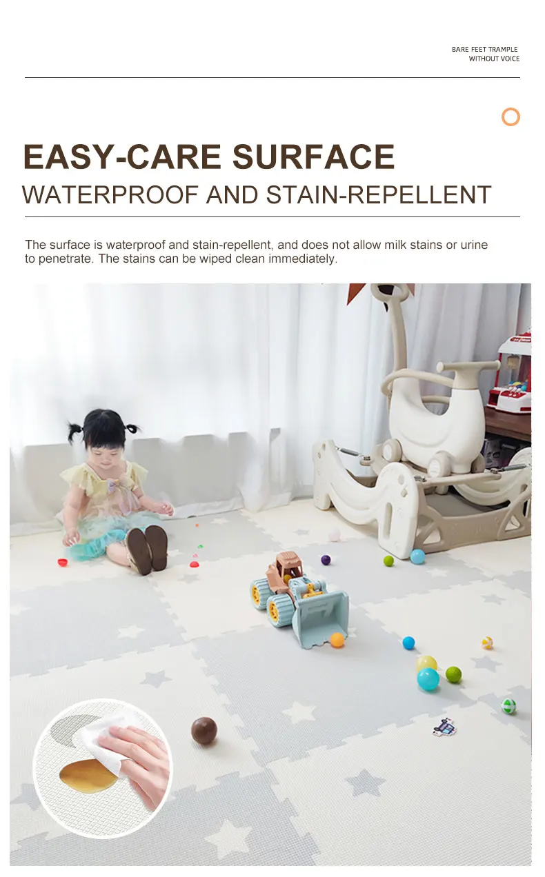 Baby PE Foam Play Mat 60x60x2CM Thick