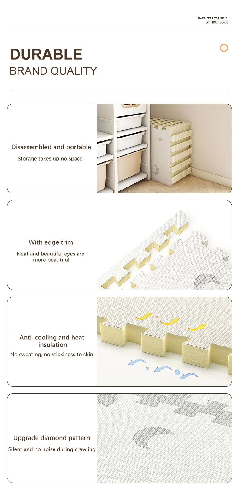 Baby PE Foam Play Mat 60x60x2CM Thick