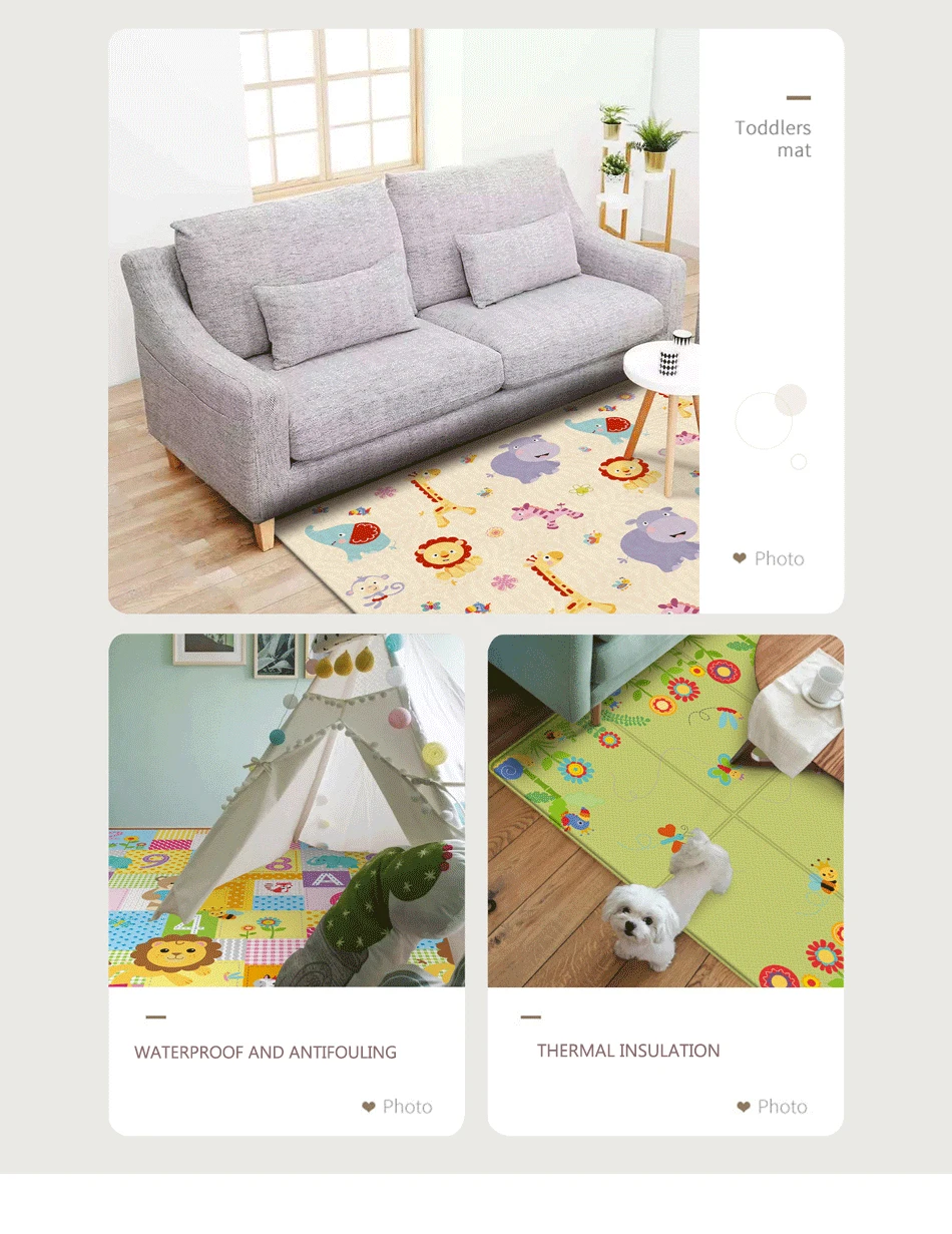 Baby Play Mat Foldable 100*180cm Double-Sided