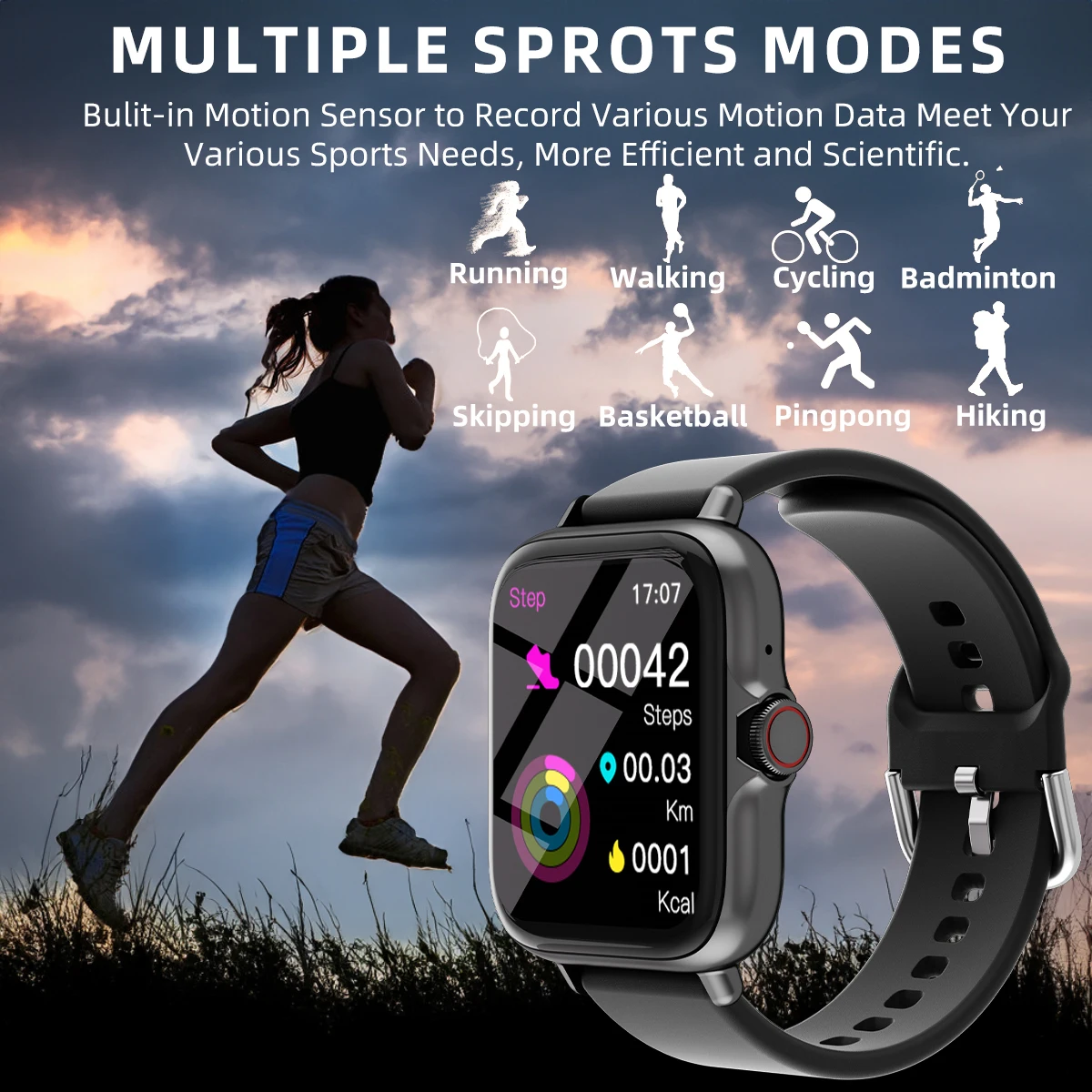 Best Fitness Tracker Watch 1.83'' Waterproof For iPhone Android