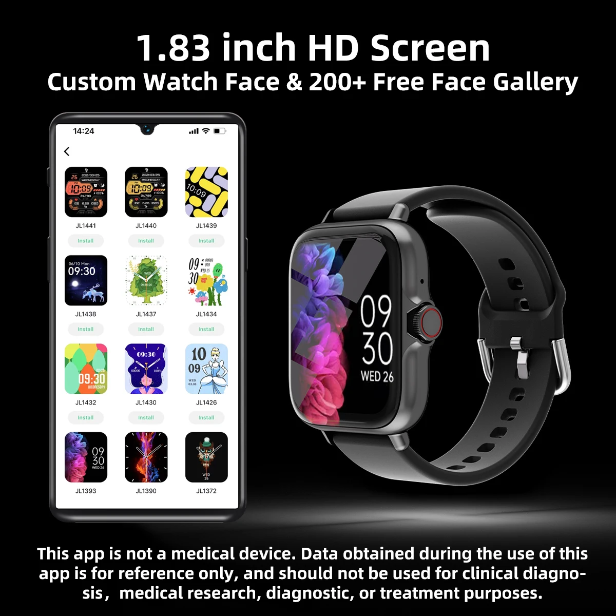 Best Fitness Tracker Watch 1.83'' Waterproof For iPhone Android