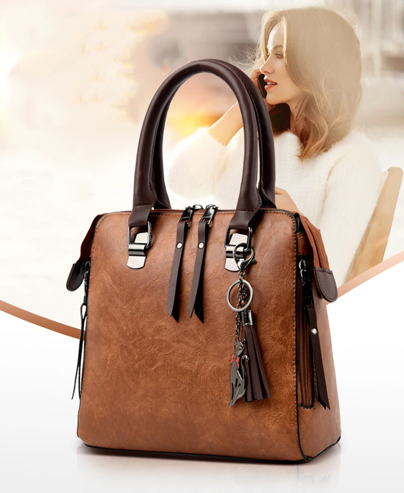 4-Piece Luxury Handbag Set — Top-Handle Tassel Tote & Crossbody 4-Piece Luxury Handbag Set — Top-Handle Tassel Tote & Crossbody
