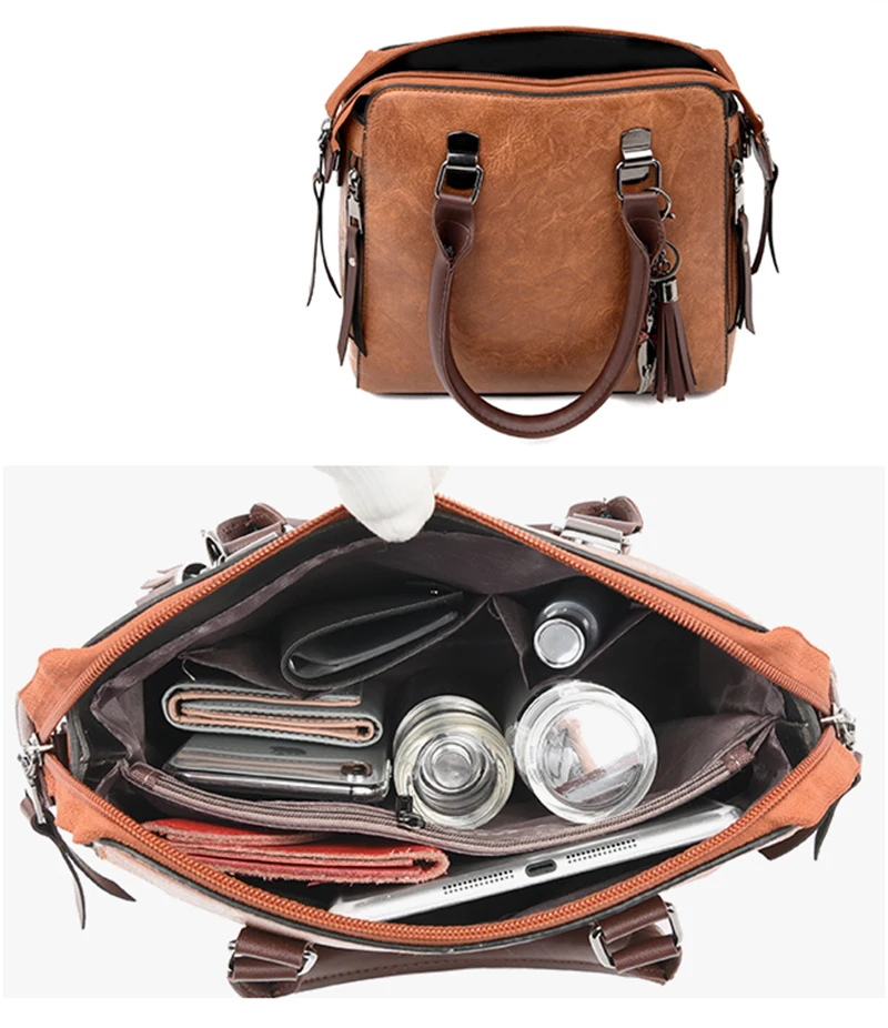 4-Piece Luxury Handbag Set — Top-Handle Tassel Tote & Crossbody 4-Piece Luxury Handbag Set — Top-Handle Tassel Tote & Crossbody