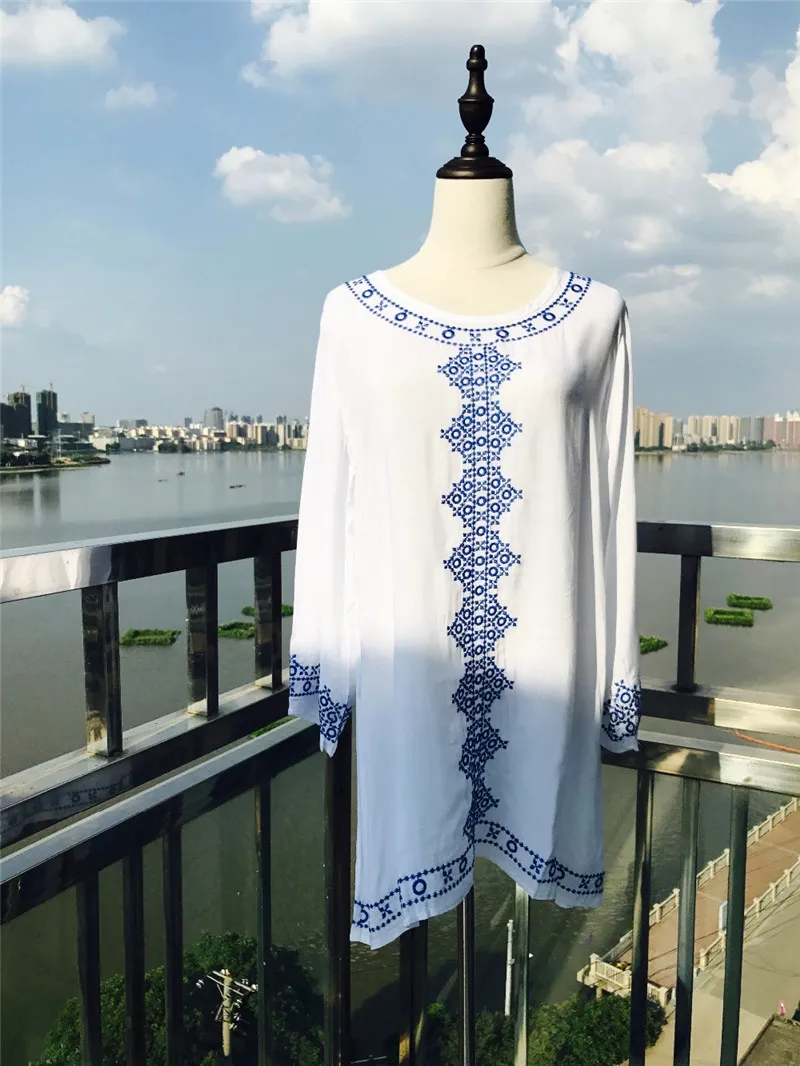 Beach Tunic Dress Cotton Beach Cover up Saida de Praia