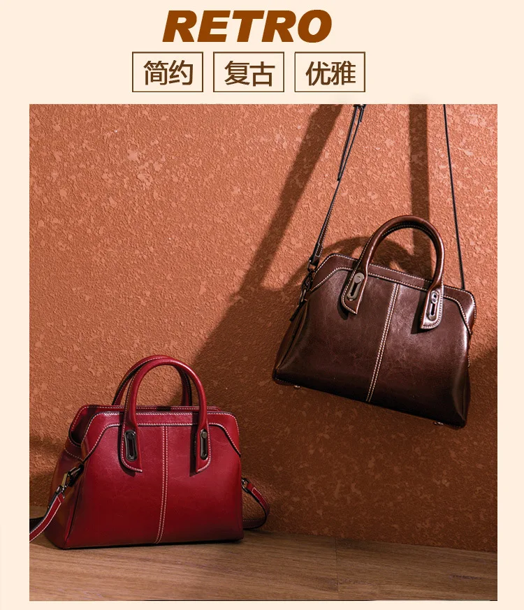 Luxury Leather Bags for Women Oil Waxed Luxury Leather Bags for Women Oil Waxed
