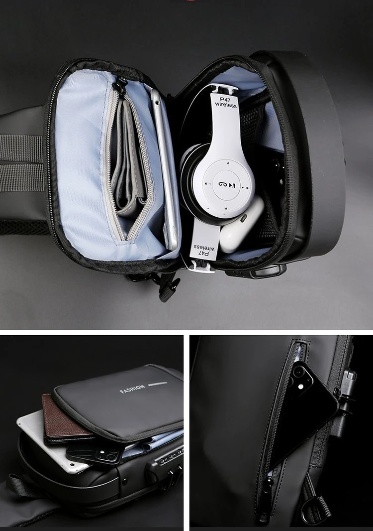 Men's Shoulder Sling Bag with USB Charging Port — Anti-Theft Travel Chest Bag Men's Shoulder Sling Bag with USB Charging Port — Anti-Theft Travel Chest Bag
