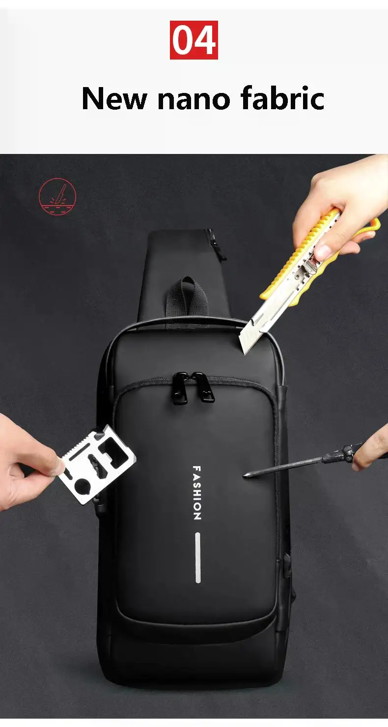 Men's Shoulder Sling Bag with USB Charging Port — Anti-Theft Travel Chest Bag Men's Shoulder Sling Bag with USB Charging Port — Anti-Theft Travel Chest Bag