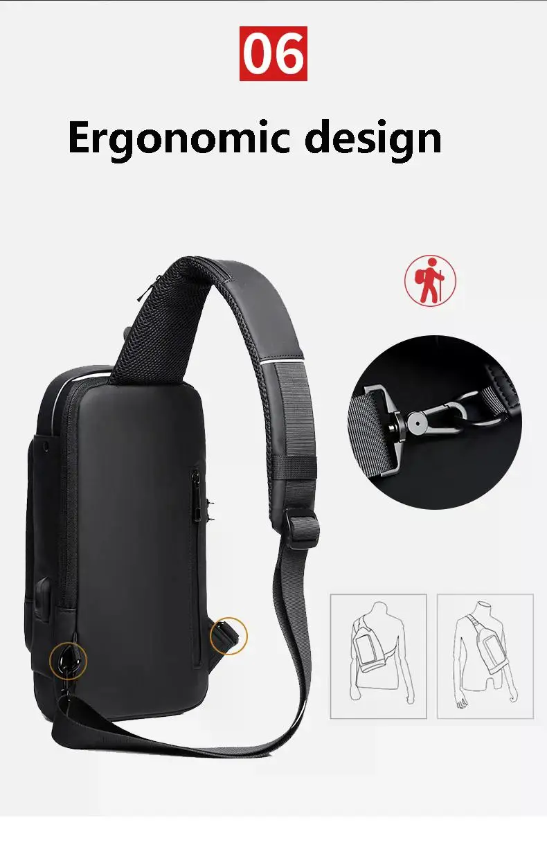 Men's Shoulder Sling Bag with USB Charging Port — Anti-Theft Travel Chest Bag Men's Shoulder Sling Bag with USB Charging Port — Anti-Theft Travel Chest Bag