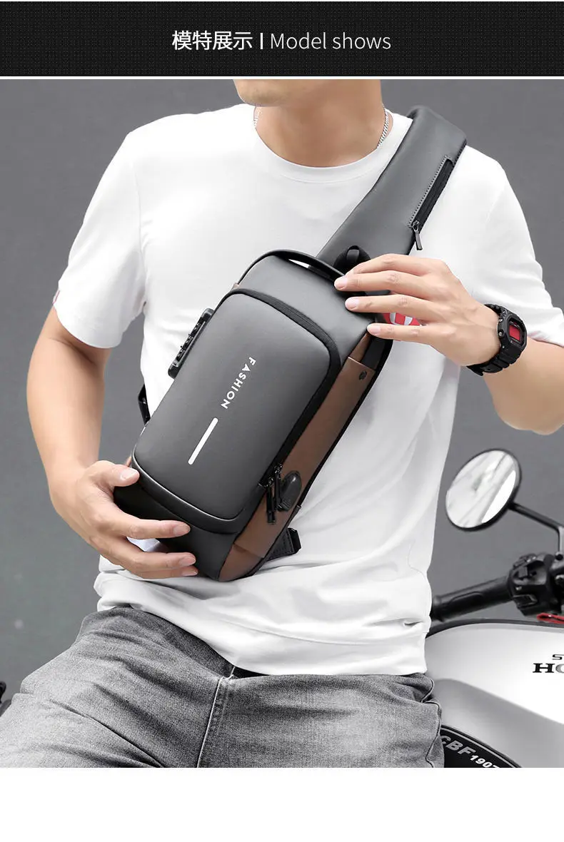 Men's Shoulder Sling Bag with USB Charging Port — Anti-Theft Travel Chest Bag Men's Shoulder Sling Bag with USB Charging Port — Anti-Theft Travel Chest Bag