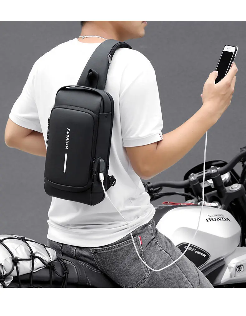 Men's Shoulder Sling Bag with USB Charging Port — Anti-Theft Travel Chest Bag Men's Shoulder Sling Bag with USB Charging Port — Anti-Theft Travel Chest Bag