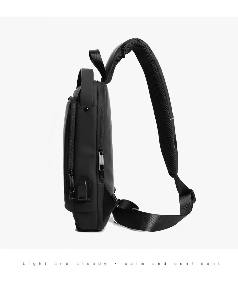 Men's Shoulder Sling Bag with USB Charging Port — Anti-Theft Travel Chest Bag Men's Shoulder Sling Bag with USB Charging Port — Anti-Theft Travel Chest Bag