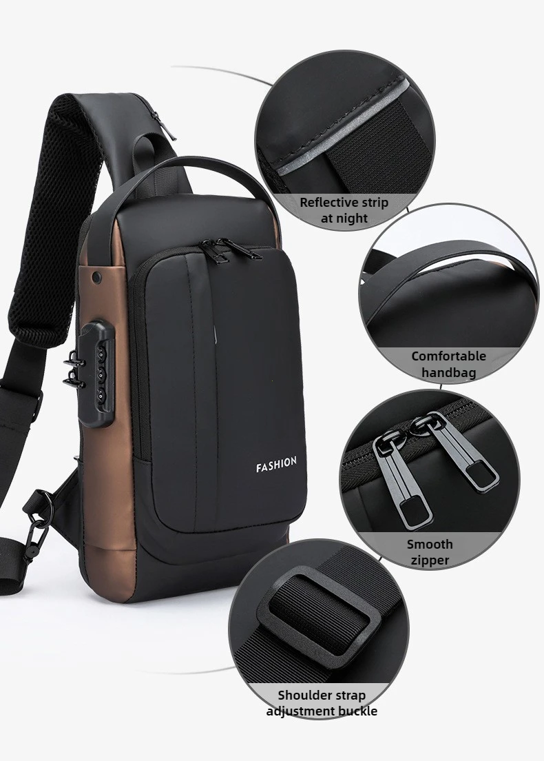 Men's Shoulder Sling Bag with USB Charging Port — Anti-Theft Travel Chest Bag
