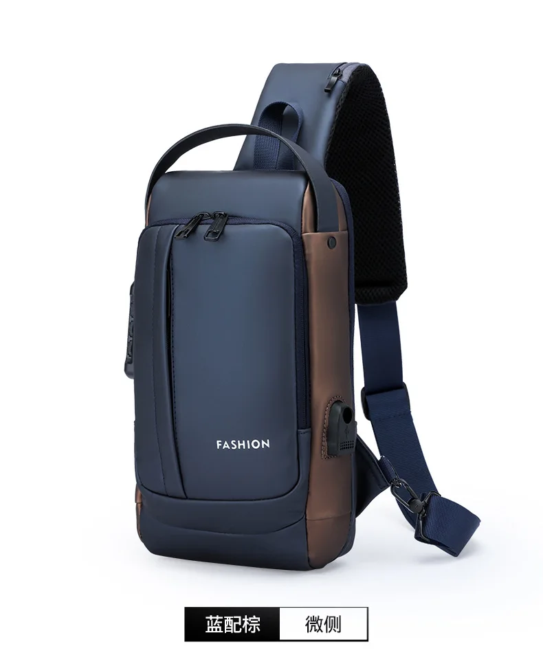 Men's Shoulder Sling Bag with USB Charging Port — Anti-Theft Travel Chest Bag