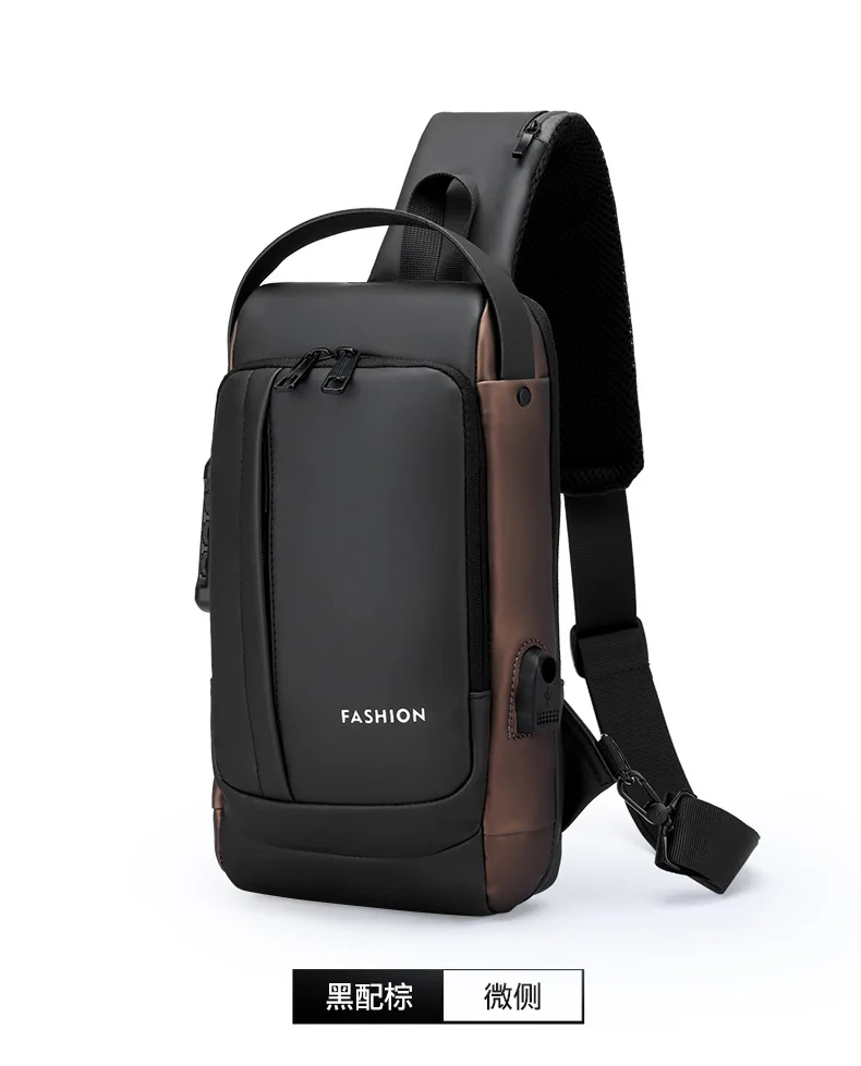 Men's Shoulder Sling Bag with USB Charging Port — Anti-Theft Travel Chest Bag