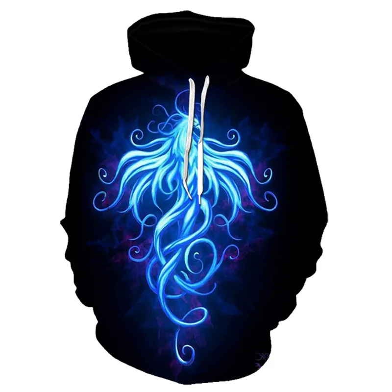 Unique 3D Printed Hoodies Canada Blue Flaming Unique 3D Printed Hoodies Canada Blue Flaming