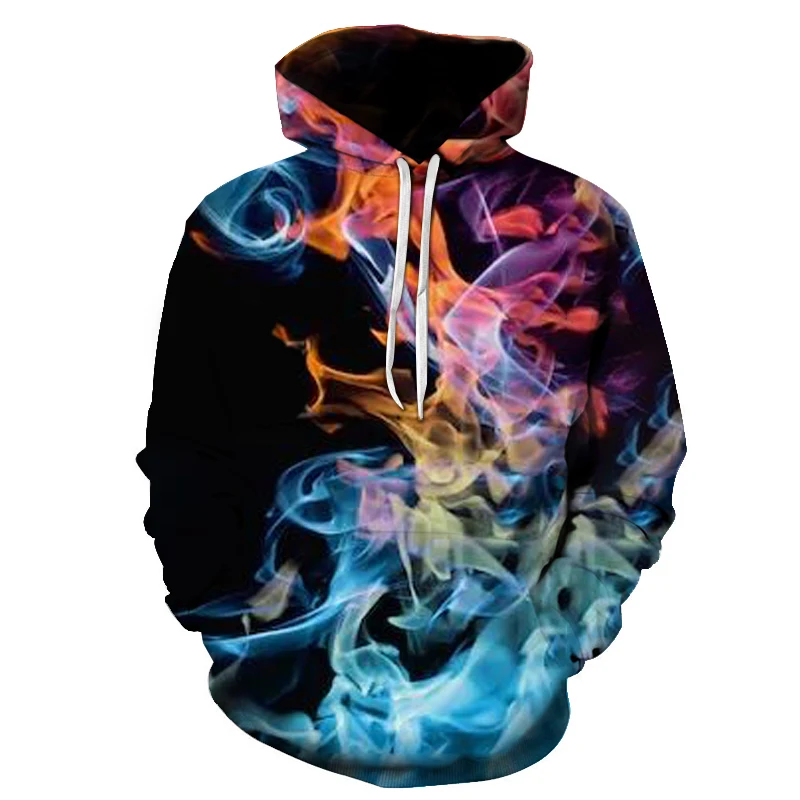 Unique 3D Printed Hoodies Canada Blue Flaming Unique 3D Printed Hoodies Canada Blue Flaming