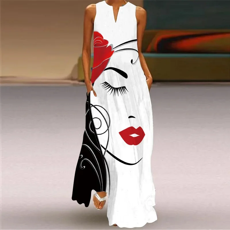 Women's Abstract Art Print Summer Dress