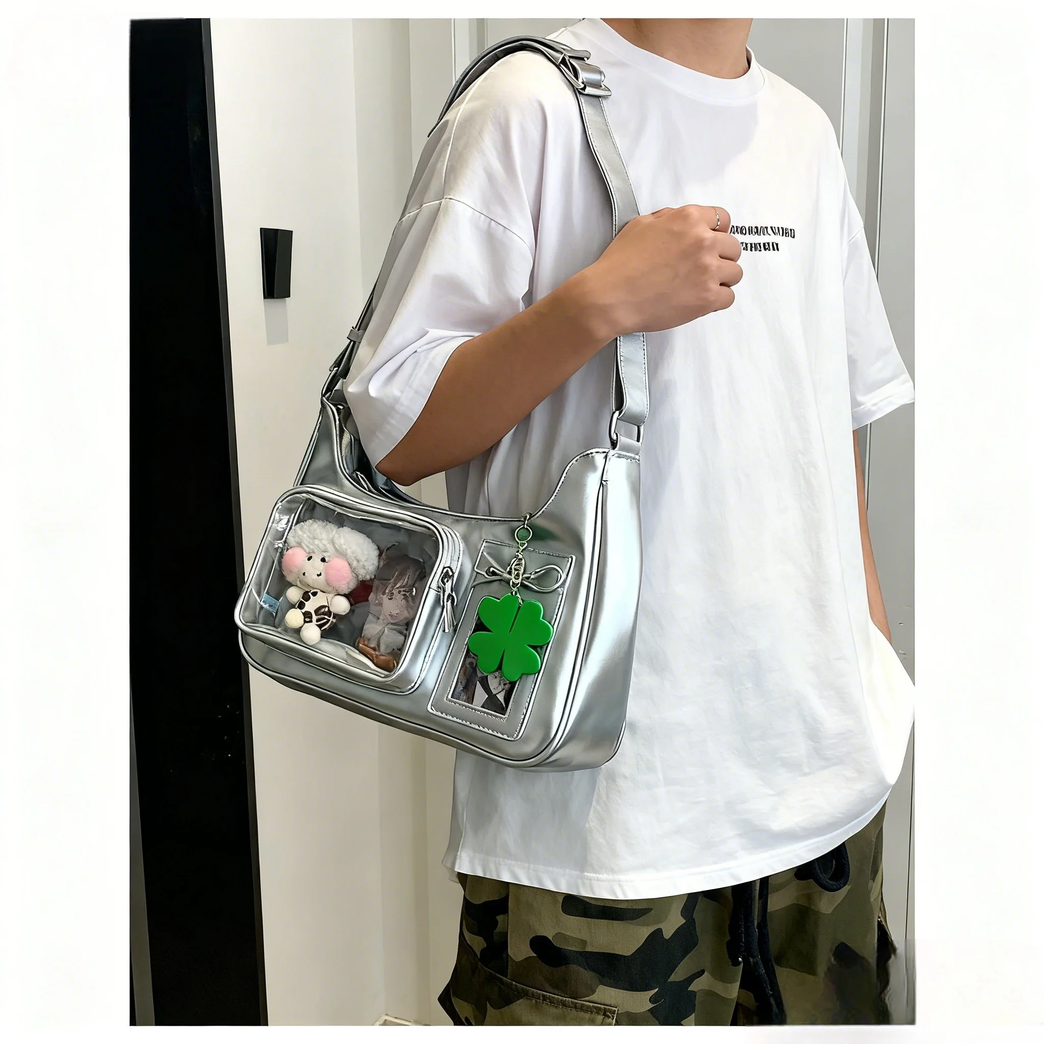 Y2k Harajuku Shoulder Bag Women Korean Transparent Ita Bag School Crossbody Bag Female Japanese Designer Preppy Handbag Purse Y2k Harajuku Shoulder Bag Women Korean Transparent Ita Bag School Crossbody Bag Female Japanese Designer Preppy Handbag Purse