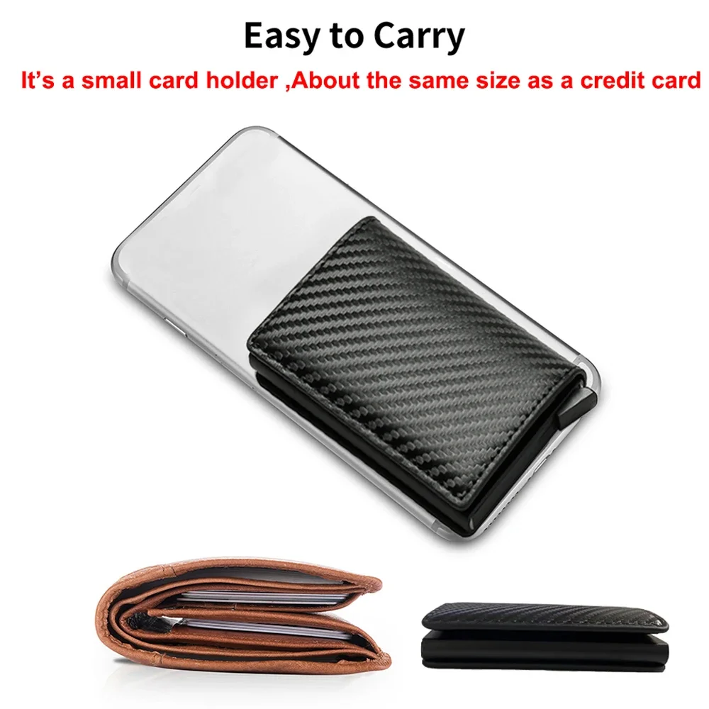 Anti Rfid Carbon Fiber ID Credit Card Holder Men Wallets Mini Automatic Pop up Bank Cardholder Case Minimalist Vallet Choice Anti Rfid Carbon Fiber ID Credit Card Holder Men Wallets Mini Automatic Pop up Bank Cardholder Case Minimalist Vallet Choice