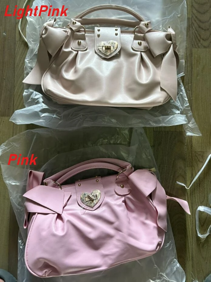 Japanese style crossbody bag in pink, front view