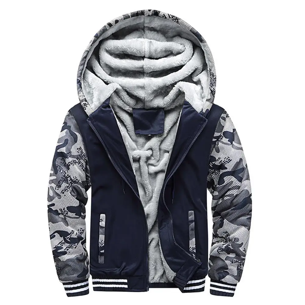 Camo fleece hoodie jacket, back view