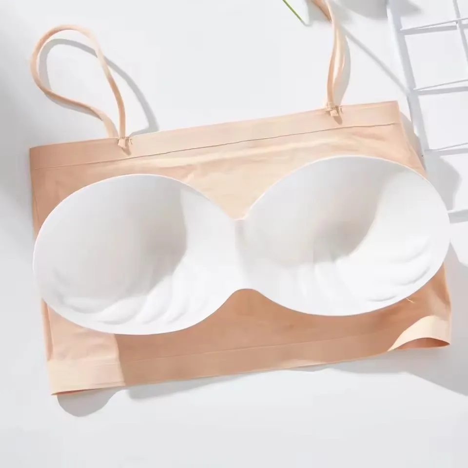 Seamless Tube Top Camisole Bra for Women, Padded Wireless Crop Top Underwear with Beauty Back, Comfortable & Soft Seamless Tube Top Camisole Bra for Women, Padded Wireless Crop Top Underwear with Beauty Back, Comfortable & Soft