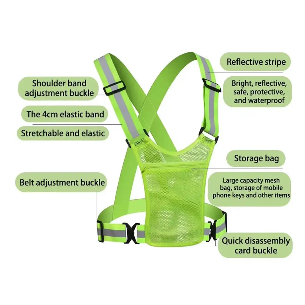 Reflective Safety Vests Lightweight Adjustable Elastic Vest Jacket Hi Vis Reflective Strips for Traffic Control Running Cycling Reflective Safety Vests Lightweight Adjustable Elastic Vest Jacket Hi Vis Reflective Strips for Traffic Control Running Cycling