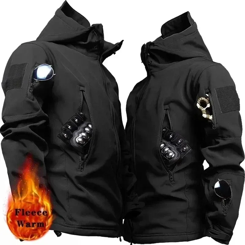 Men’s Hooded Casual Military Outdoor Utility Jacket Fashion Sharkskin Soft-Shell Tactical Waterproof Combat Bomber Jacket Men's Hooded Casual Military Outdoor Utility Jacket Fashion Sharkskin Soft-Shell Tactical Waterproof Combat Bomber Jacket