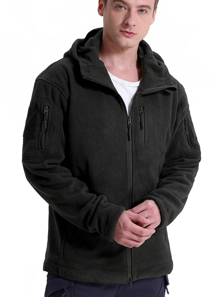 Men's Hunting Fleece Jacket - Tactical Full-Zip Multi-Pocket Coat