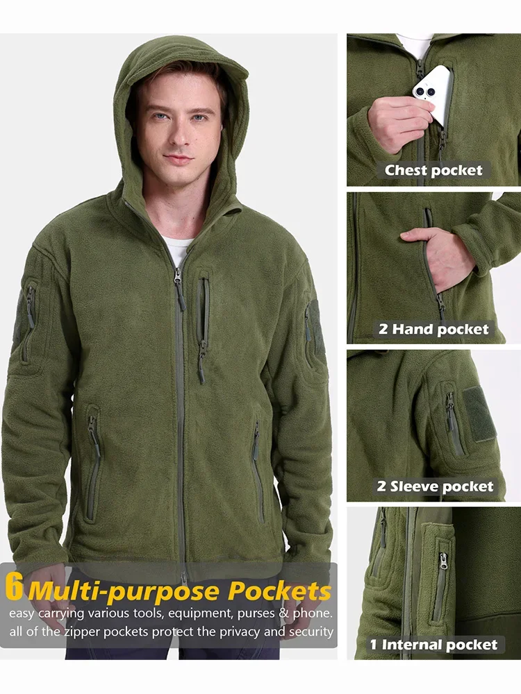 Men’s Hunting Fleece Jacket Hiking Hunting Outdoor Fleece Tactical Jacket Winter Warm Full Zip Military Hoodies Multi-Pockets Men's Hunting Fleece Jacket Hiking Hunting Outdoor Fleece Tactical Jacket Winter Warm Full Zip Military Hoodies Multi-Pockets