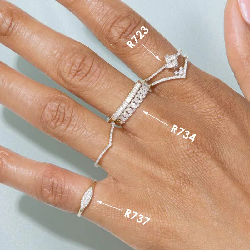 Dainty Minimalist Stacking Ring For Women Trend Cubic Zircon Gold Color Crystal Finger Accessories for Female Jewelry Gift R737 Dainty Minimalist Stacking Ring For Women Trend Cubic Zircon Gold Color Crystal Finger Accessories for Female Jewelry Gift R737